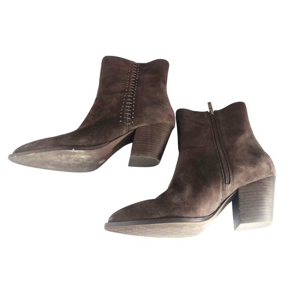 Lucky Brand Rupis Womens 9.5 Brown Suede Ankle Boot Studded Detailing/Block Heel - Picture 9 of 12